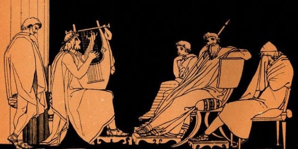 Illustration of Odysseus Weeping at Song of Demodocus